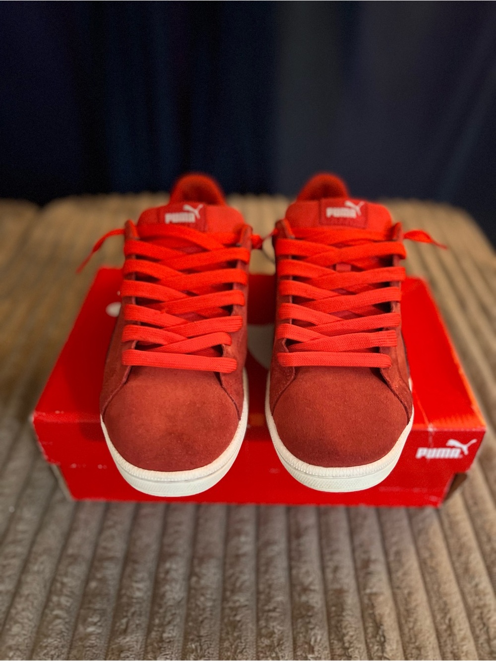 Puma Red Suede Low-Top Sneakers